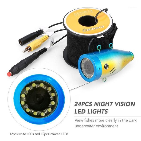 

new 1200tvl underwater fishing camera 24 leds night vision waterproof fish shape boat ice fishing camera with 15m/30m/50m cable1