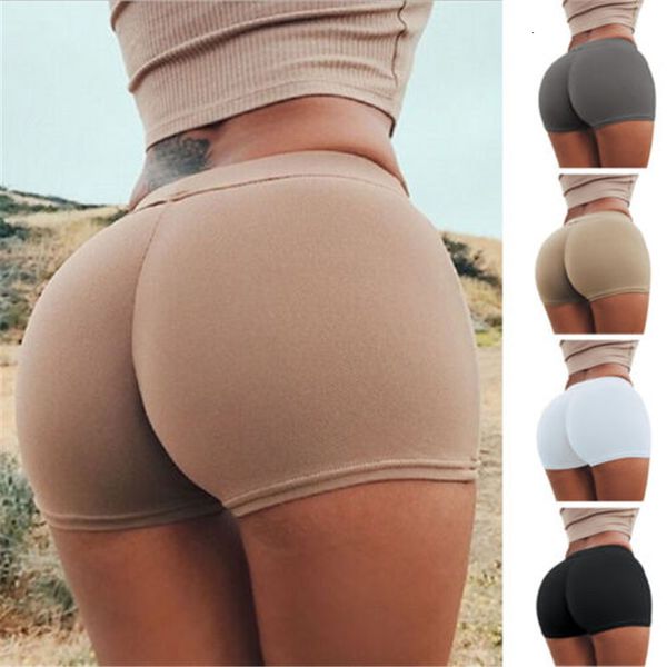 

2020 new women's tight elastic yoga bag casual fitness hip high waist running sports shorts, White;black