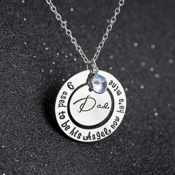 

pretty mom dad necklace mother's day necklace beautiful jewelry gift circle pendant necklace, Silver