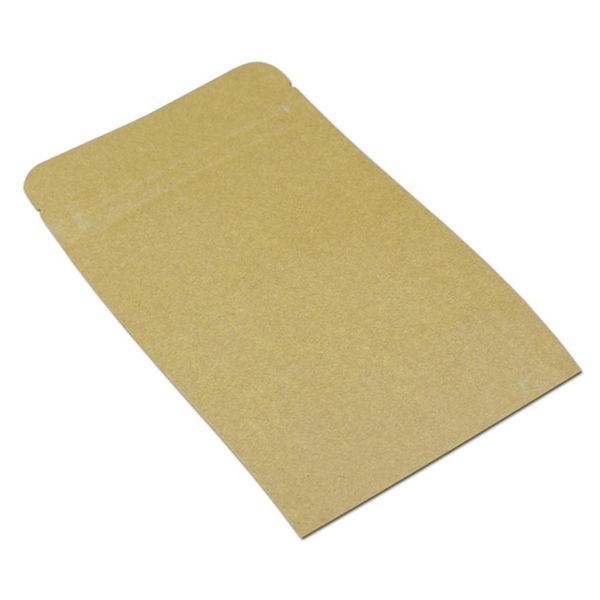 

100pcs stand up brown kraft paper aluminum foil zip lock storage package bag mylar heat seal food nuts zipper packing pouch h bbyqty