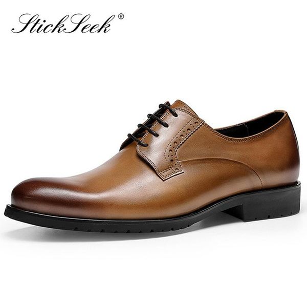 

genuine leather man formal dress party shoes pointed toe laces men's wedding office oxfords for gentleman hs194, Black