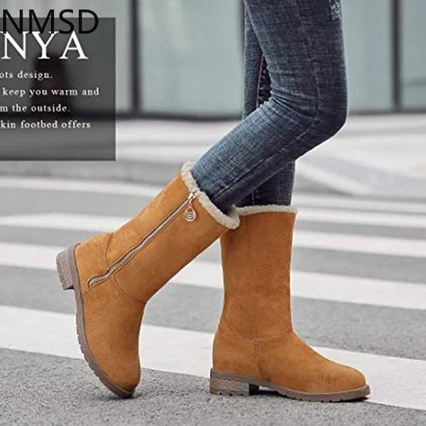 

winter shoes women leather ankle boots fur zip short boots female fashion ladies flat botines sewing black shoes zapatos mujer