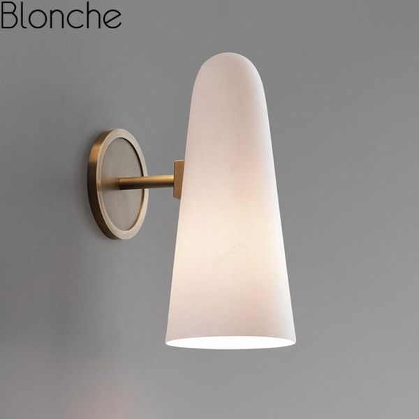 

simple milk glass wall lamp modern bedroom wall sconces bathroom light fixtures for home decor dining room cafe office luminaire