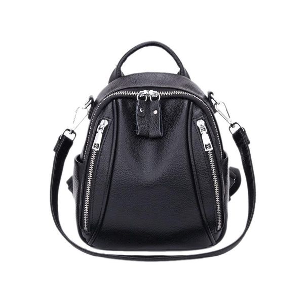 

woman mini bag leather backpack anti theft black small leather shoulder bag female travel backpack girl backbag