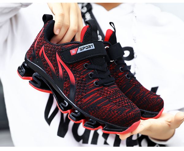

2020new big sneakers breathable teenage trainers anti slip kids boys school rubber bottom running shoes children28-39, Black