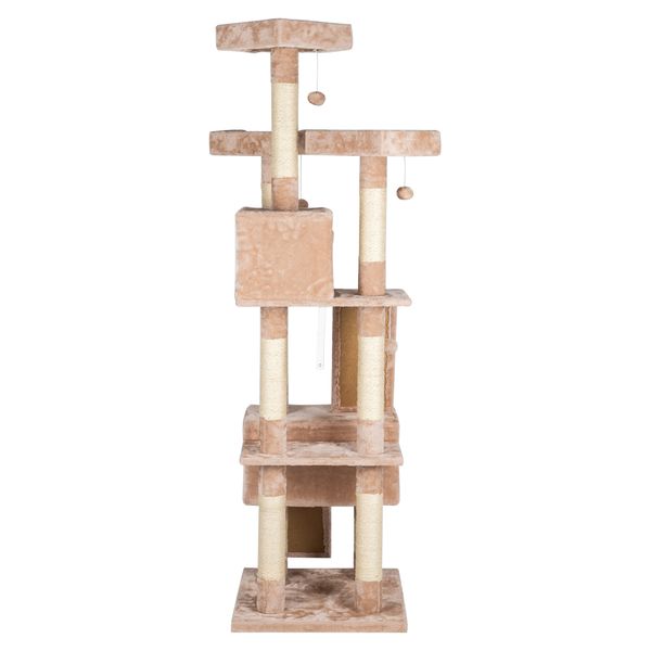 

66" sisal hemp cat tree tower condo furniture scratch post pet house play kitten with cozy perches beige