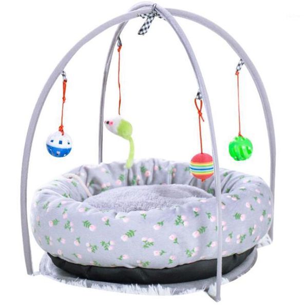 

cat hommock bed puppy dog play tent with hanging toys bells soft sleeping lounger sofas nest for cats small dogs1