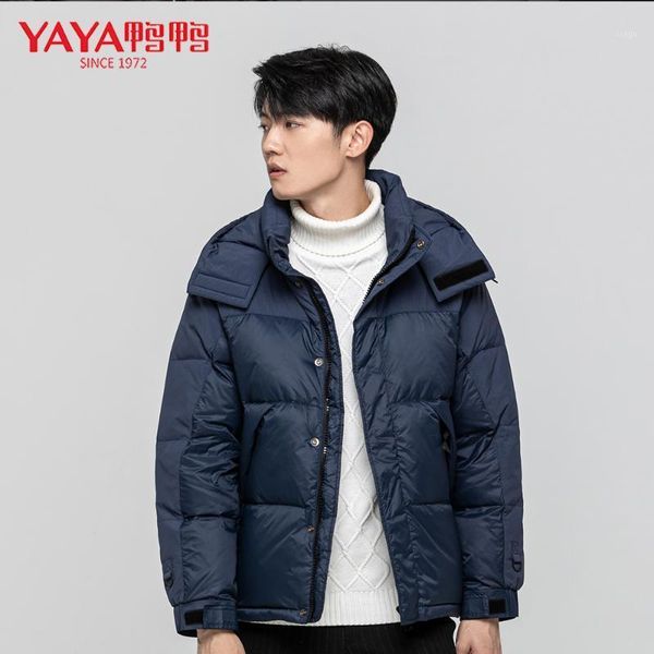 

yaya lightweight duck down jacket men casual collar hooded down coats mens autumn winter outwear basic jackets1, Black
