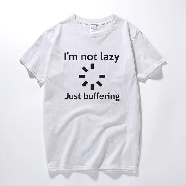 

i'm not lazy just buffering funny printed mens computer geek slogan short sleeve camisetas sport hooded sweatshirt hoodie men t shirt