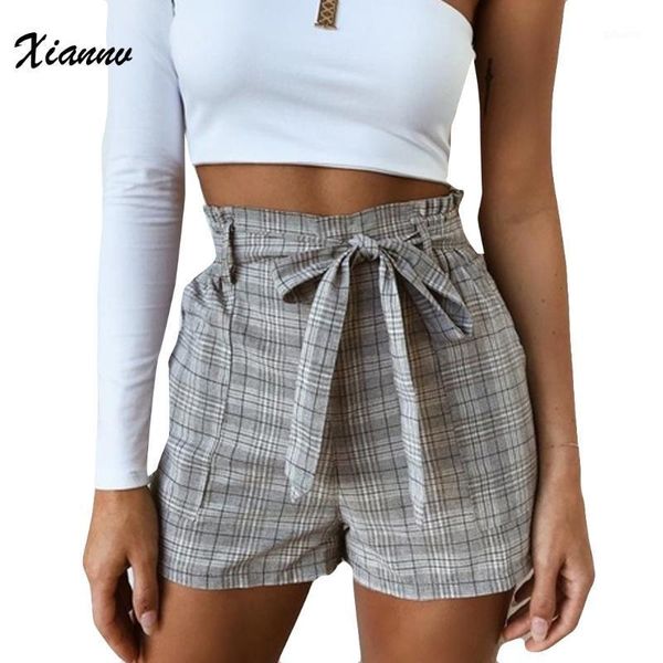 

ladies shorts 2020 summer new casual short pants knot tie waist slim plus size striped straps fashion shorts for women, White;black