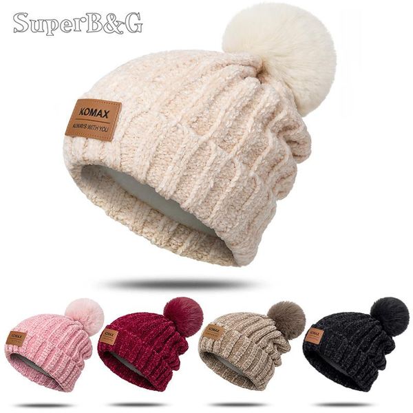 

beanie/skull caps fashion winter hat for women soft thick warm beanie solid color knit pompom clothing accessories czapka zimowa, Blue;gray