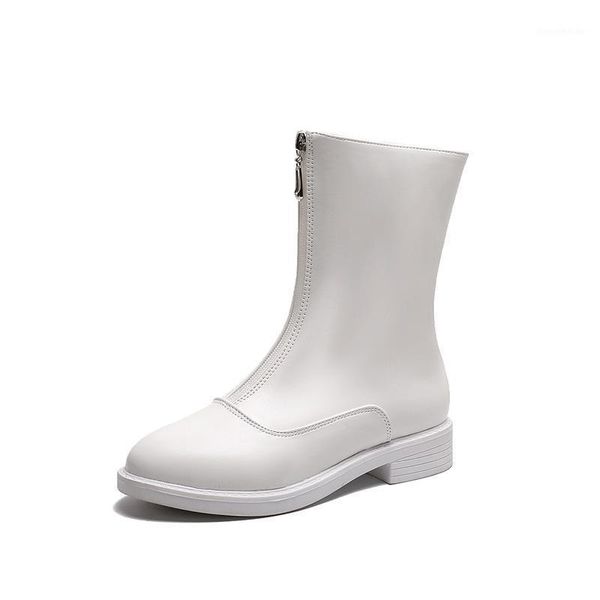

boots autumn and winter front zipper women's square with shoes bare1, Black