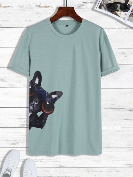 

men dog print tee w70t#, White;black