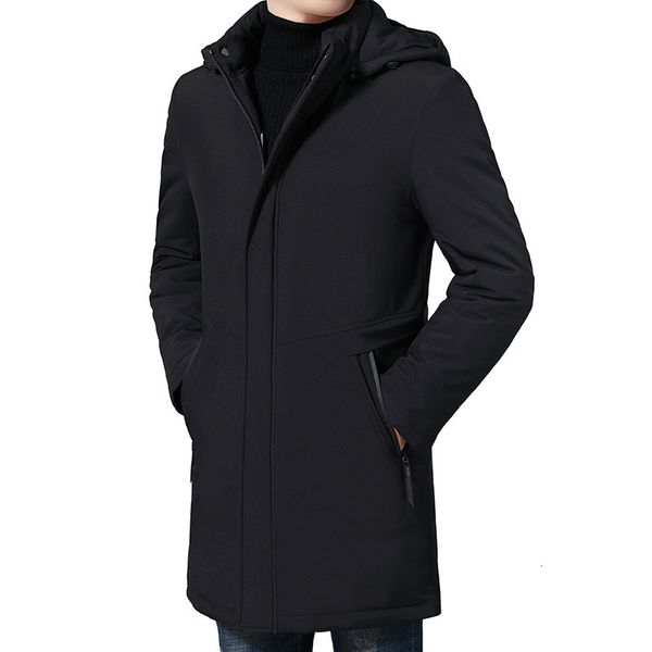 

20 men's down winter plus size fat man medium length cotton padded jaet loose coat, Black