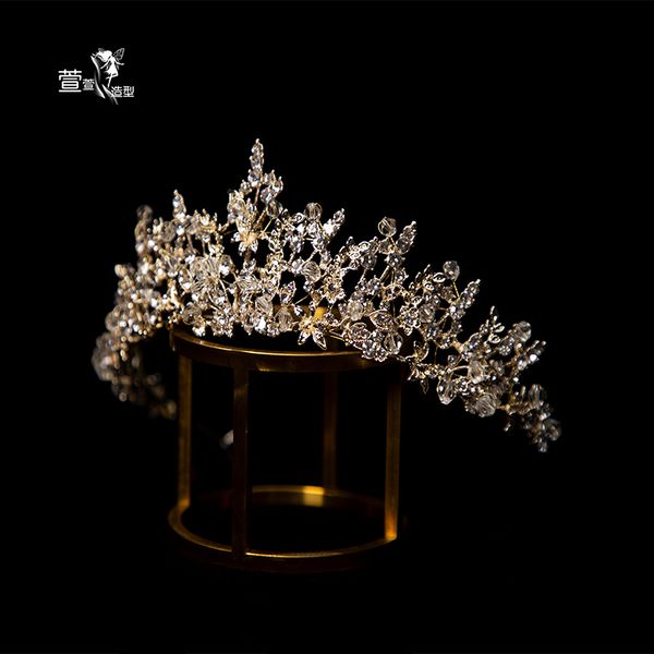 

2020 new crystal korean sen series xianmei wedding dress headdress bride super fairy crown princess atmosphere, Silver