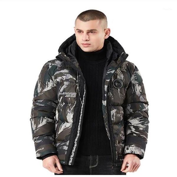 

xiu luo 2020 winter fashion camouflage jackets men hooded casual men's parkas coats thicken warm male overcoat1, Black