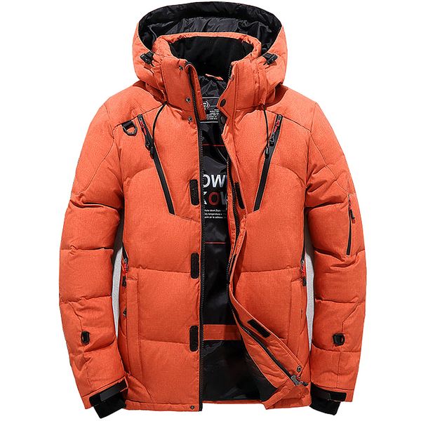 

winter warm hooded parka, casual fashion brand stand collar clothing, harajuku men's jacket white duck down, Black