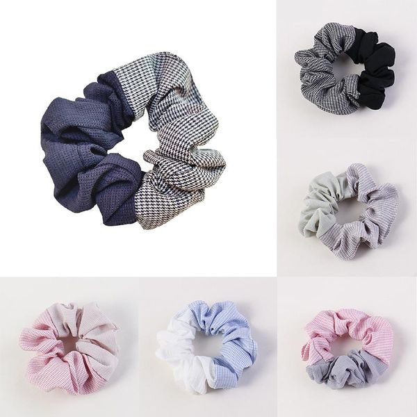 

simple elastic hair bands plaid splicing scrunchies summer spring cute headband for women girl ponytail holder hair accessories q bbyetl