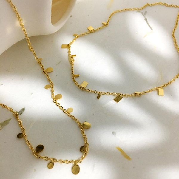 

chokers monlansher exquisite cute gold color thin chain geometric chips metal necklace minimalist trendy necklaces jewelry, Golden;silver