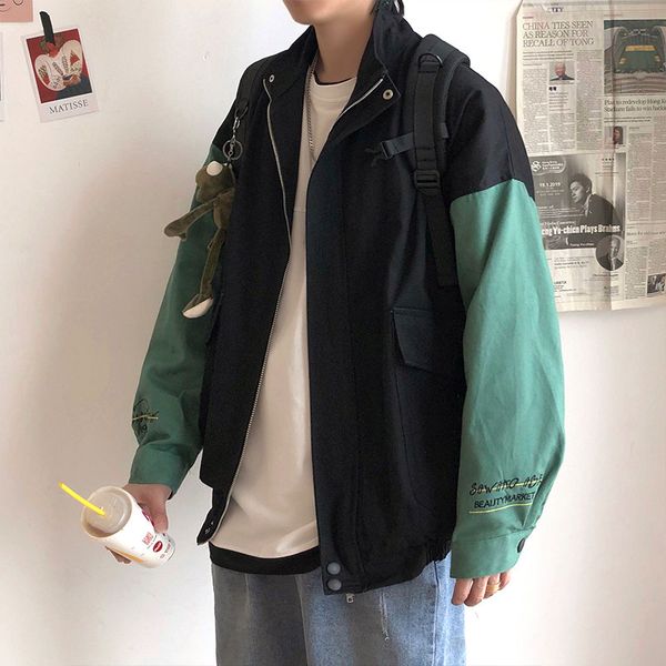 

cec coat men's korean spring and autumn american fashion brand baseball student loose ruffian handsome jacket, Black;brown