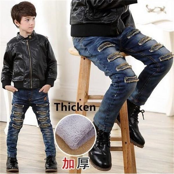 

3 4 5 6 7 8 9 10 11 12 years children jeans for boys clothing winter kids clothes teenage boys casual trousers denim hole jeans y200409, Blue