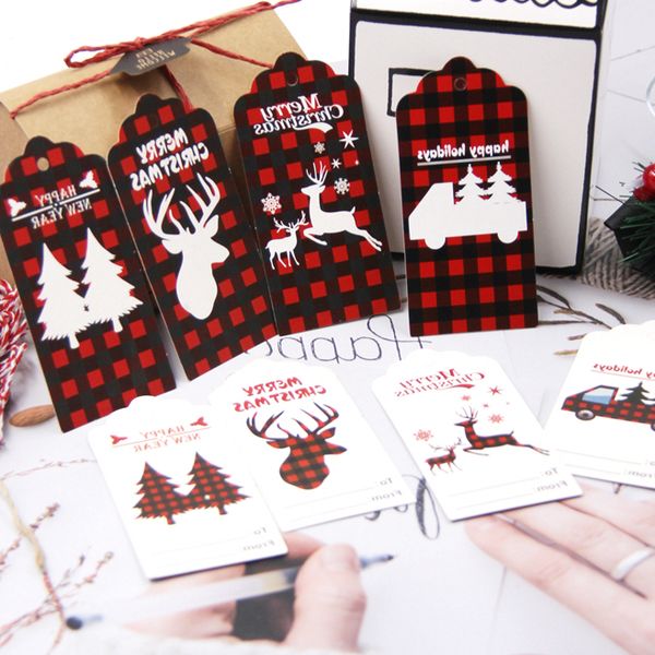 

tags paper 50pcs merry christmas series kraft xmas diy hanging tag gift box bags wrapping labels craft decoration home supplies