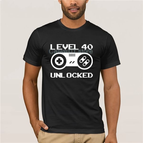 

sport for mans funny 40th birthday shirt gifts level 40 unlocked summer fashion street short sleeve t-shirt