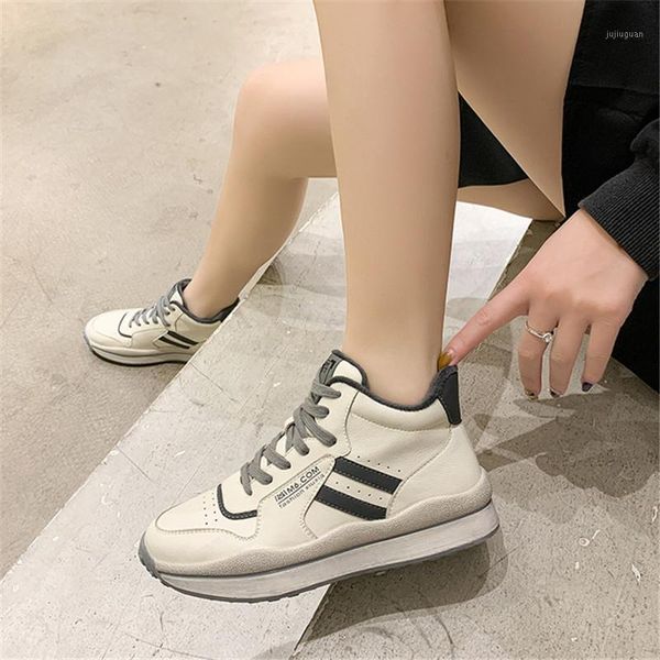 

2021 winter new women's sports shoes flat-bottomed casual all-match plus velvet white shoes women's high-sneakers boots1, Black