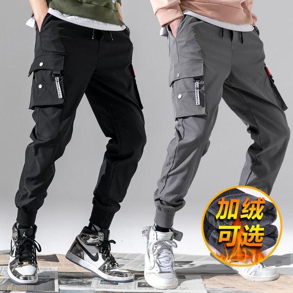 

autumn and winter 2019 casual work clothes with veet men's sport pants, Black