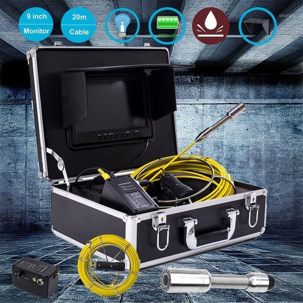 

23mm 20m cable 9inch display screen pipe inspection borescope system waterproof 12pcs led lights1