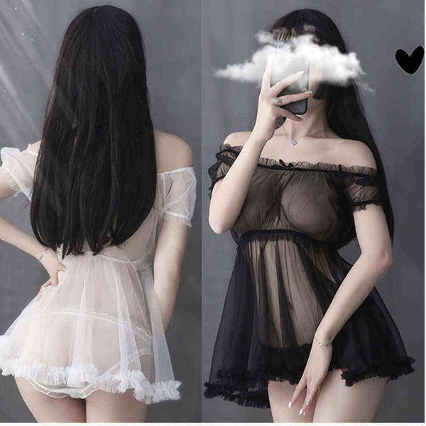 

nxy lingerie women pajama set kawaii pyjamas japanese ballet pijama mujer sleeepwear mesh transparent temptation 2pcs sets1217, Red;black