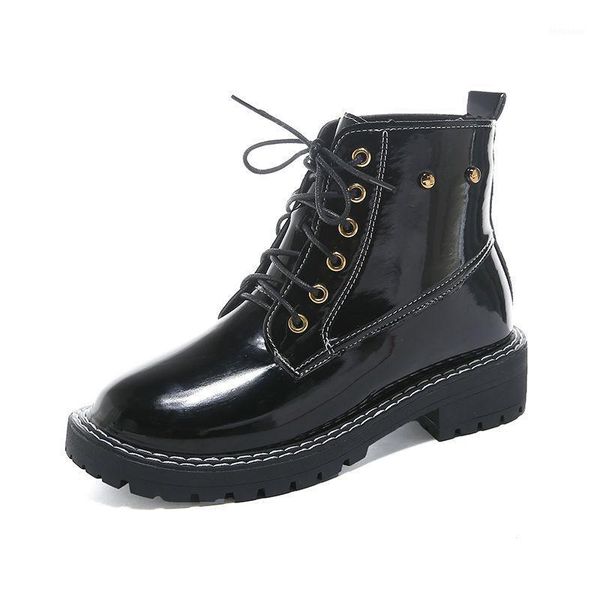 

boots spring and autumn fashion women flat british style ins female casual rubber ankle1, Black