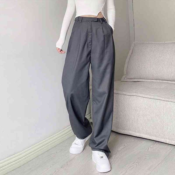 

pants with clips streetwear wide leg women pants casual loose high waist ladies trousers elegant long pantalon cargo femme, Black;white