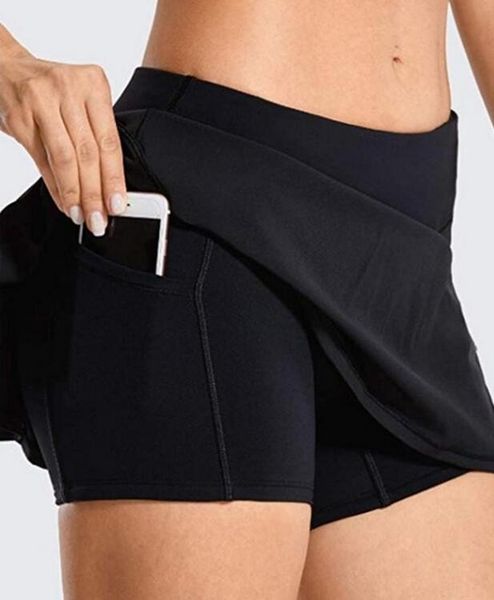 

tennis skirts pleated yoga skirt gym clothes women running fitness golf pants shorts sports back waist pocket zipper 2e06e, Black