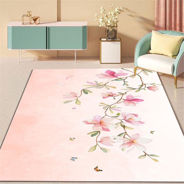 

simple fresh flower pink rug home decor modern anti-slip mat home bedside carpet for girls room tatami floor mat entrance carpet