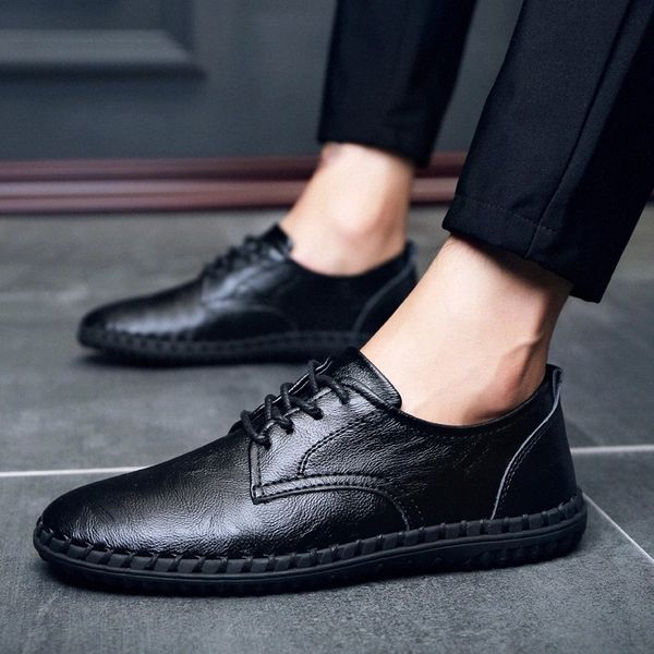 

casual shoes men footwear for men rubber casual shoes handmade sewing genuine leather man sneakers flat men shoes #ws1b, Black
