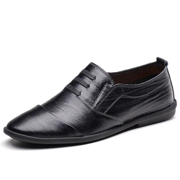 

2020 new classic comfortable men casual shoes loafers men shoes quality split leather flats soft plus size, Black