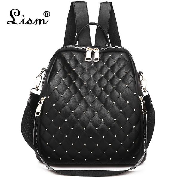 

2020 новый заклепка сумка мягкая кожа pu дамы многофункциональный рюкзак для путешествий роскошная леди молодая девушка школы сумка горячие