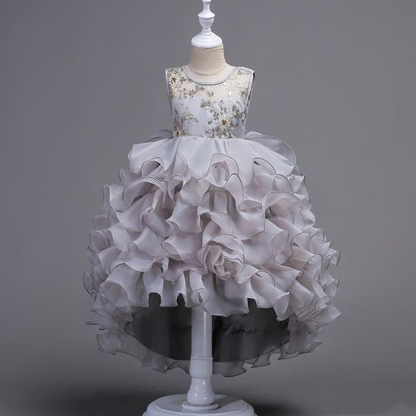 

2019 flower girls dress tulle ball wedding beads lace beads tiered pageant summer princess party dresses clothes ball gown, White;blue