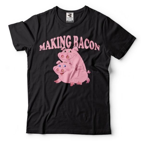 

making bacon pig funny cool bacon new casual creative man's short sleeve silk screen sport hooded sweatshirt hoodie men t shirt