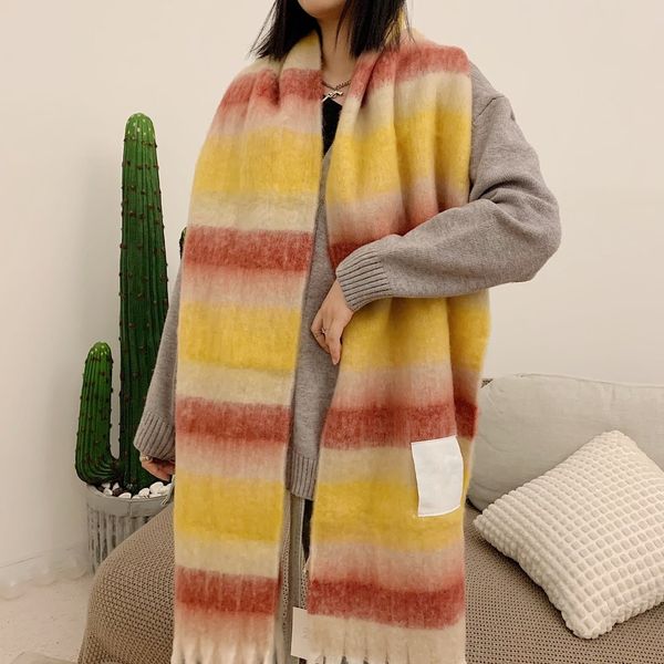 

new autumn and winter new rainbow plaid scarf shawl warm color style super large scarf fashionable, Blue;gray