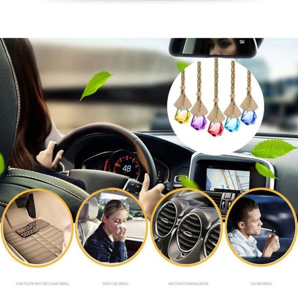 

colorful car perfume bottle car pendant perfume ornament air freshener for essential oils diffuser fragrance empty glass bottle dhl