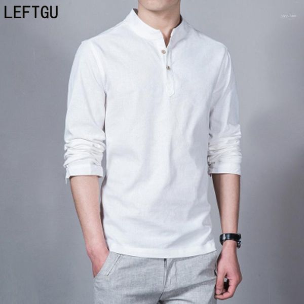 

2020 fashion long sleeve men's shirts male casual linen shirt men brand plus size asian size camisas dx3661, White;black