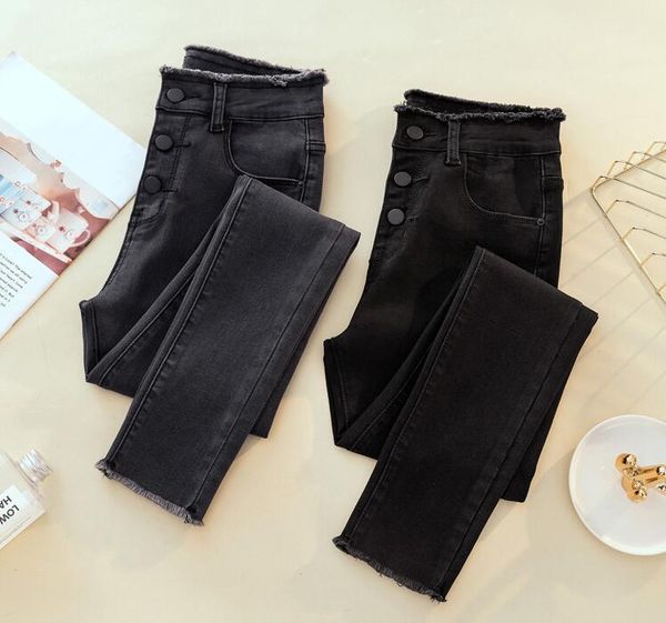 

women's ripped high-rise skinny skinny jeans, gray, black, stretch jeans, women's trousers pencil pants1, Blue