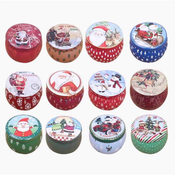 

christmas santa claus snowman mini tin box sealed jar packing boxes christmas candy gift box coffee container random