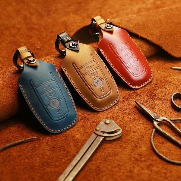 

genuine leather car key shell case cover for ford fiesta focus 23 fox mk2 mk3 mk4 mad horse leather car key protector h sqcaef
