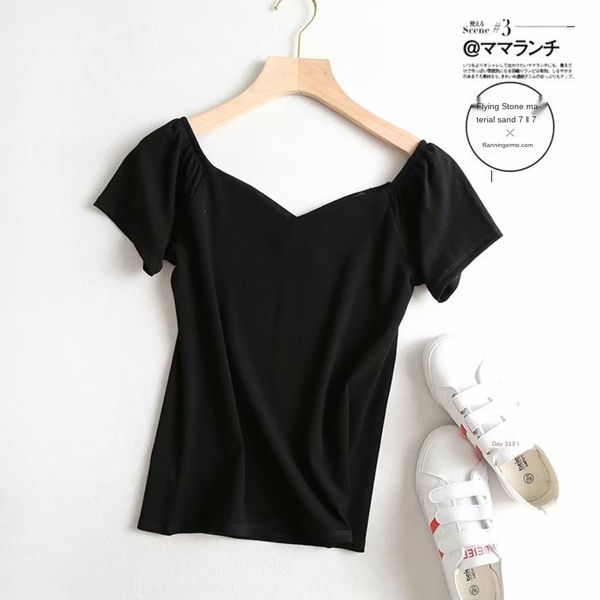 

gi3ov женщины в 2019 японской и t-воротник рубашки тонкой футболка топ короткий b046 пальто корейских простой верхнего рукава naj1c, White