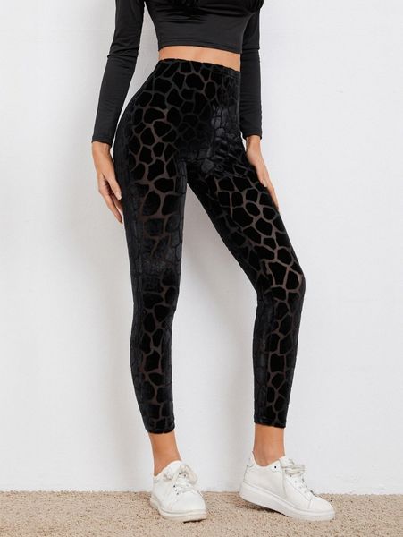 

high waist mesh leggings without panty s98u#, Black