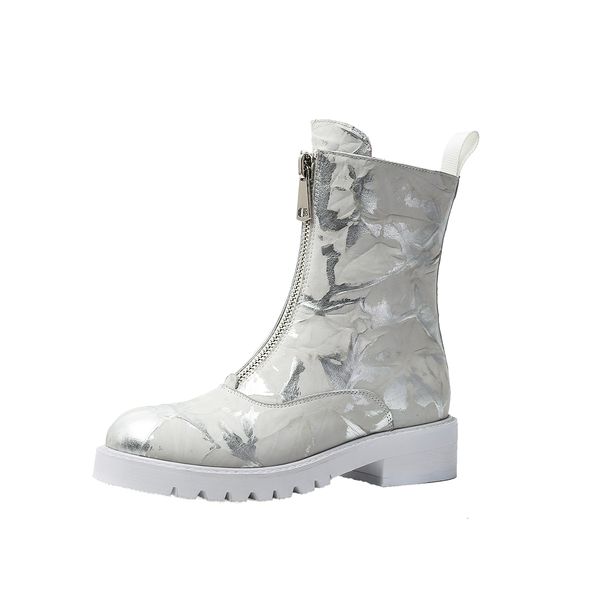 

female 2021 natural graffiti printed front zip and america online woman winte boots g18j, Black