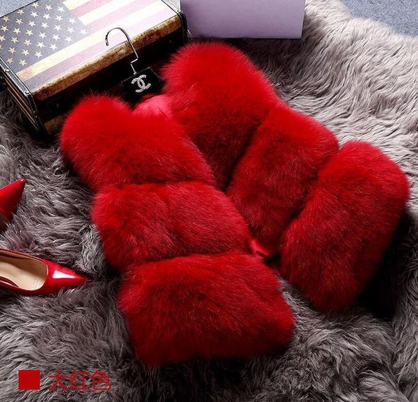 

s-xxxl plus size fur short fur vest 2020 winter coat spliced vests various colors casaco de pele feminino bf298, Black